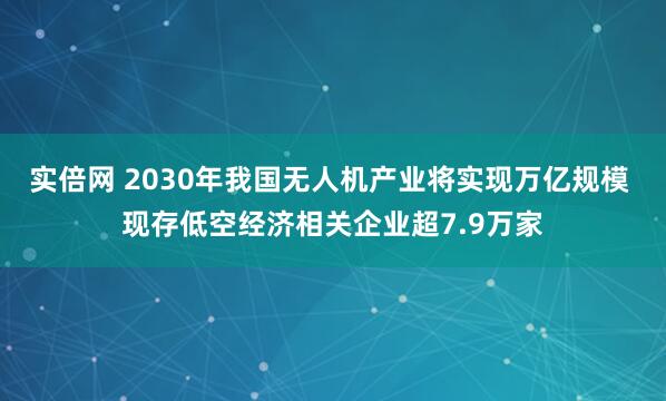 实倍网 2030年我国无人机产业将实现万亿规模 现存低空经济相关企业超7.9万家